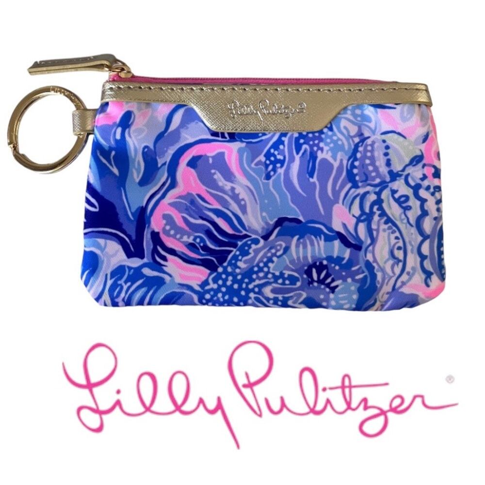Lilly Pulitzer Shade Seekers Keychain Mini Wallet Zipper Cute Card Holder